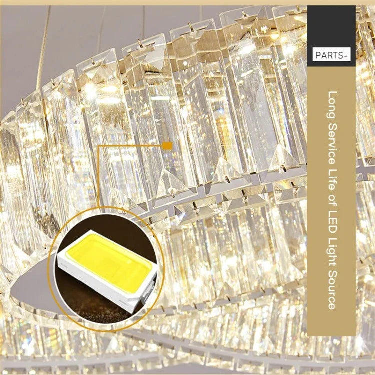 6 Tier Crystal Ring Chandelier for High Ceiling for high ceiling staircase and foyer lighting