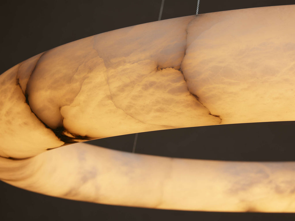Halima Alabaster Halo Chandelier 36'' 48''D by Bling Lighting Studio