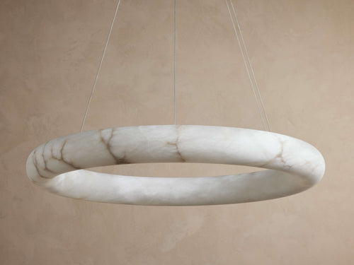 Halima Alabaster Halo Chandelier 36'' 48''D by Bling Lighting Studio