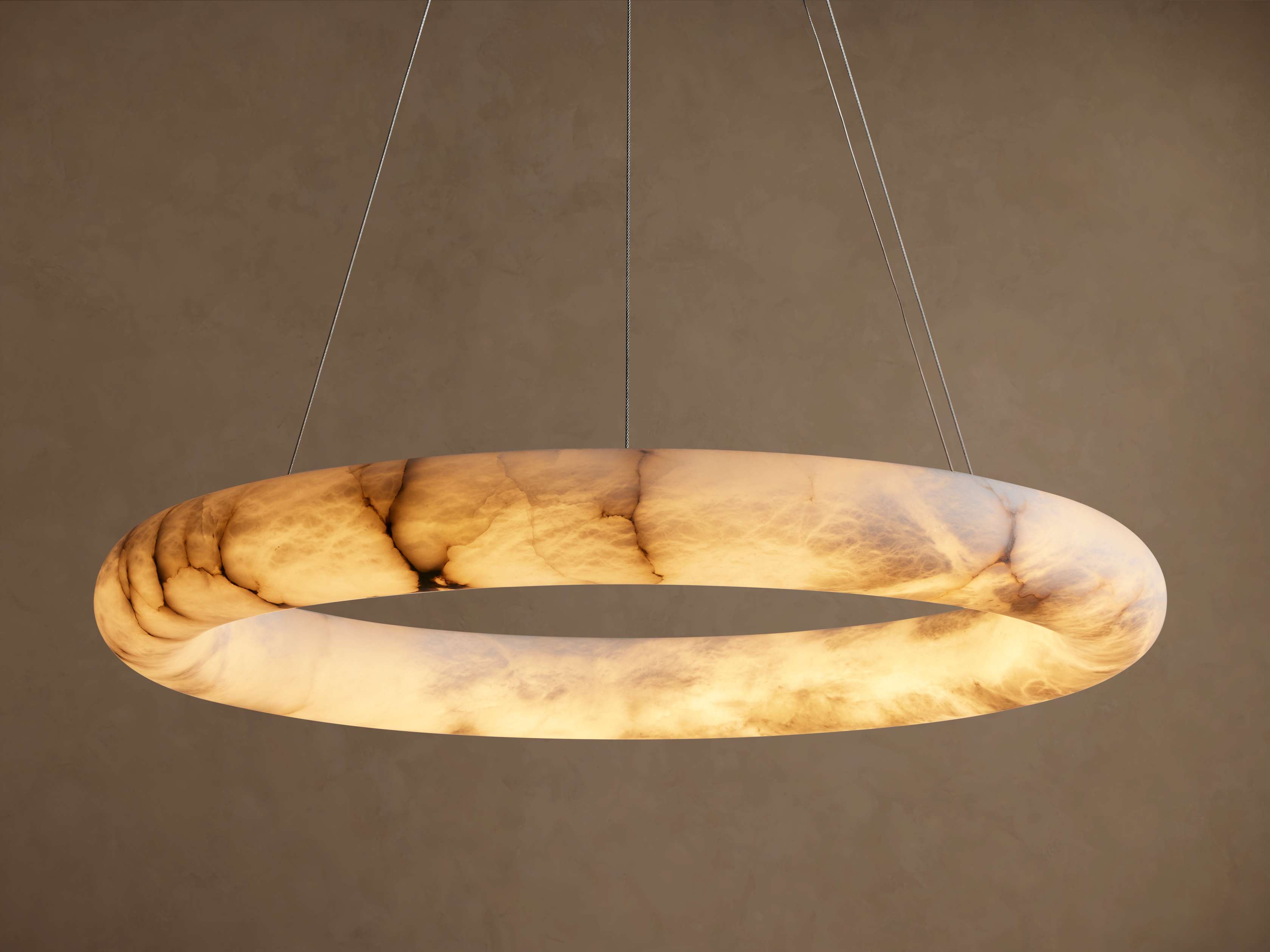 Halima Alabaster Halo Chandelier 36'' 48''D by Bling Lighting Studio
