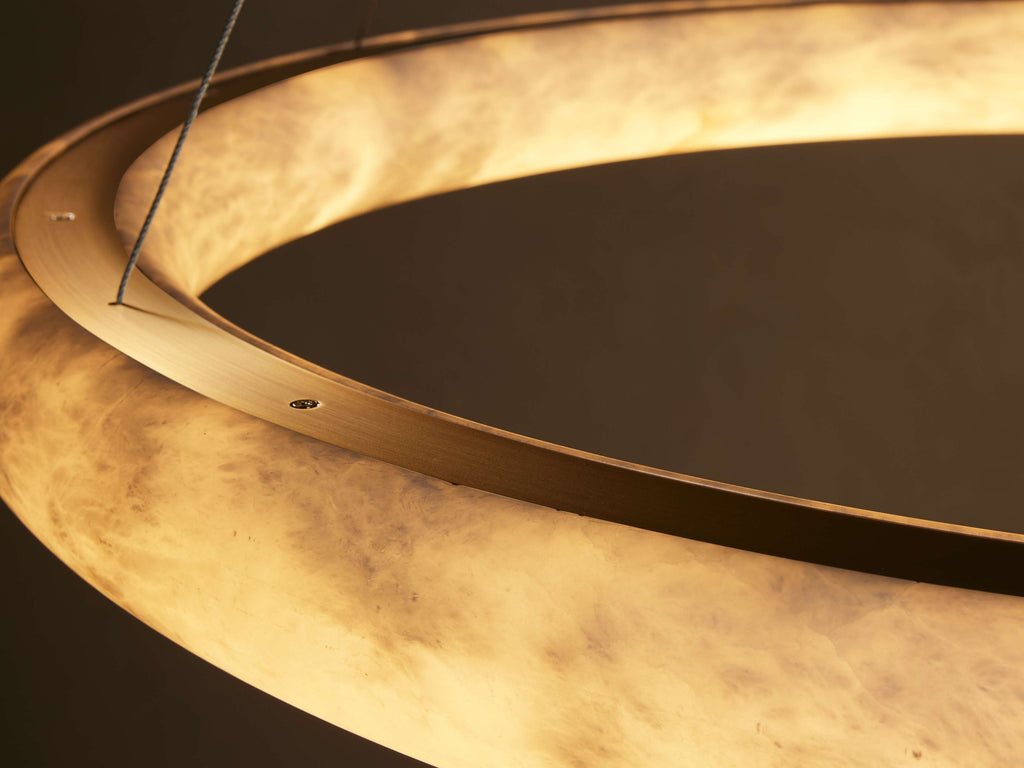 Halima Alabaster Halo Chandelier 36'' 48''D by Bling Lighting Studio