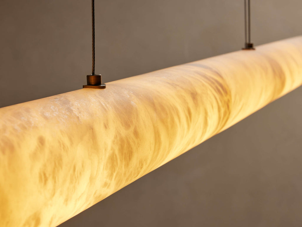 Halima Alabaster Linear Chandelier 64'' 74''L by Bling Lighting Studio