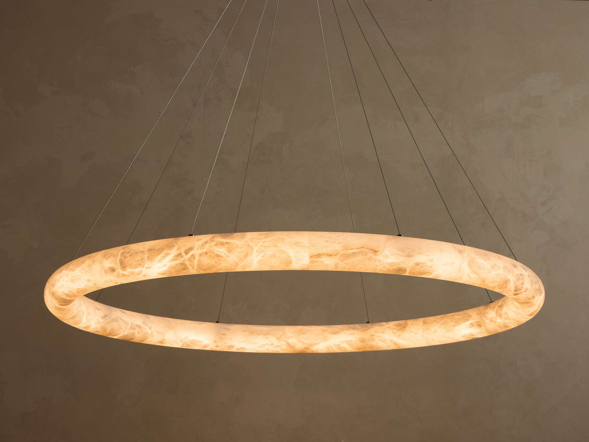 Halima Alabaster Halo Chandelier 36" 48" 60" D