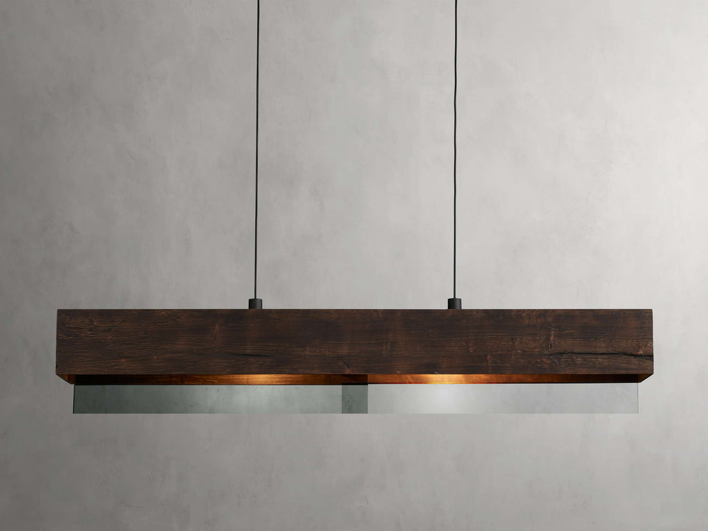 Lena Linear Wood Glass Chandelier 47'' 62" 72"L by Bling Lighting Studio