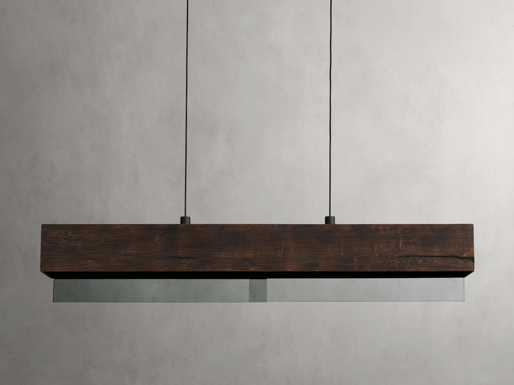 Lena Linear Wood Glass Chandelier 47'' 62" 72"L by Bling Lighting Studio