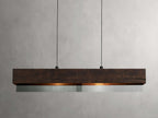 Lena Linear Wood Glass Chandelier 47'' 62" 72"L by Bling Lighting Studio