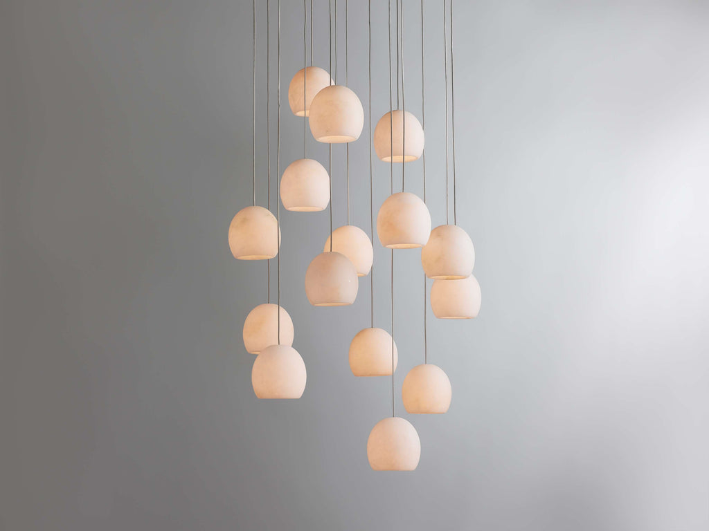Arica Alabaster Round Chandelier by Bling Lighting Studio