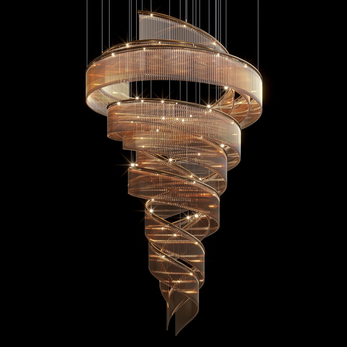 Crystal Spiral Halo Chandelier chandelier in a tall interior