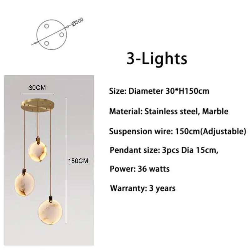 Moonshade Alabaster Disc Stairwell Lighting Chandelier