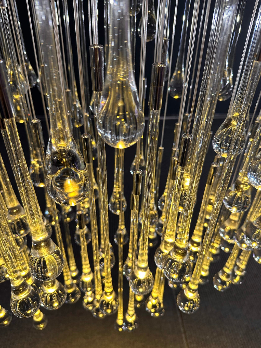 Crystal Teardrop Tube Rain Chandelier