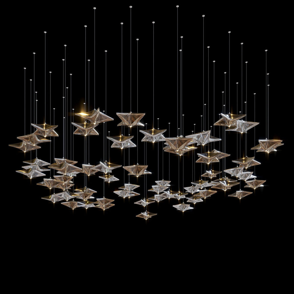 Crystal Arrow Rain Chandelier chandelier in a tall interior