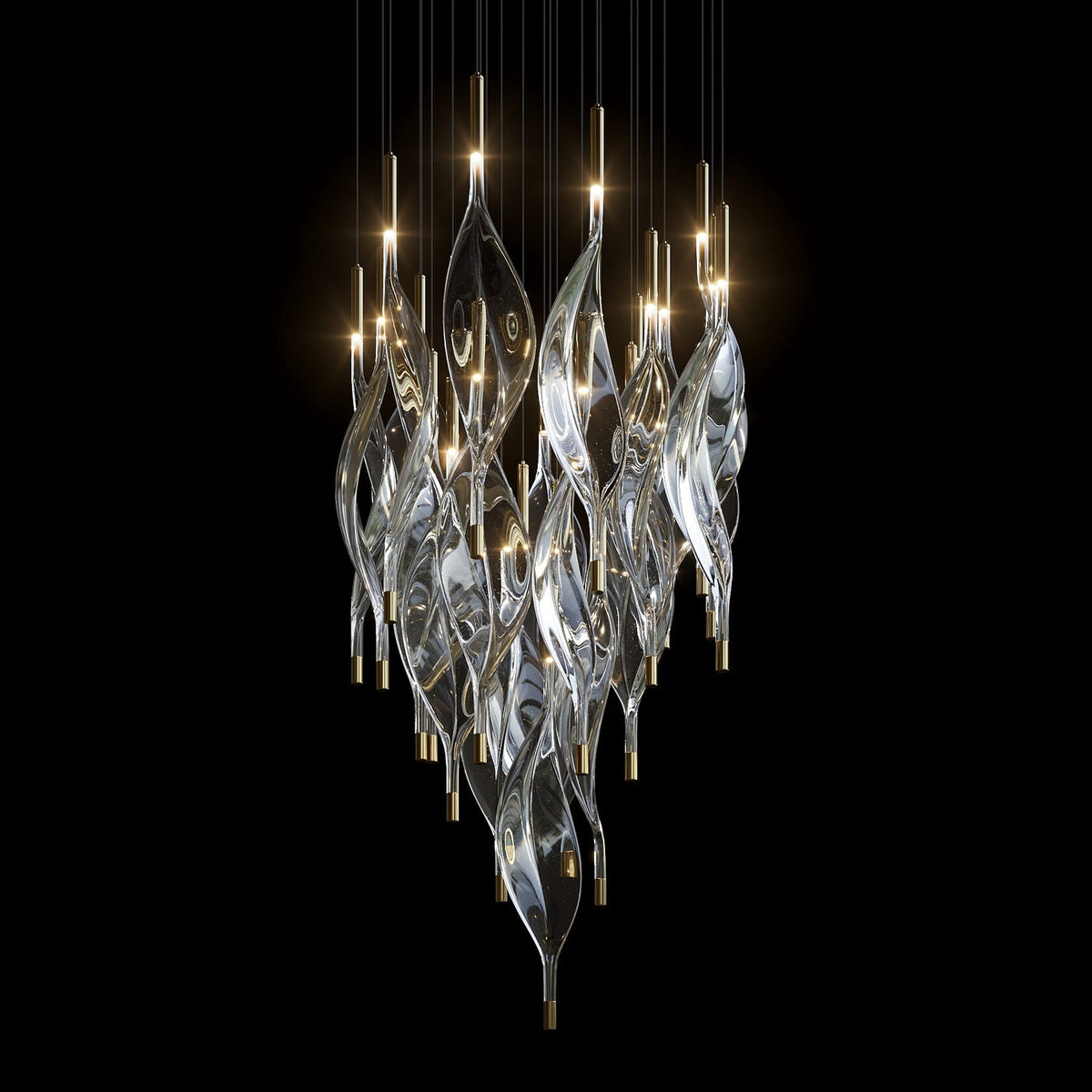 Crystal Flame Drop Chandelier chandelier in a tall interior