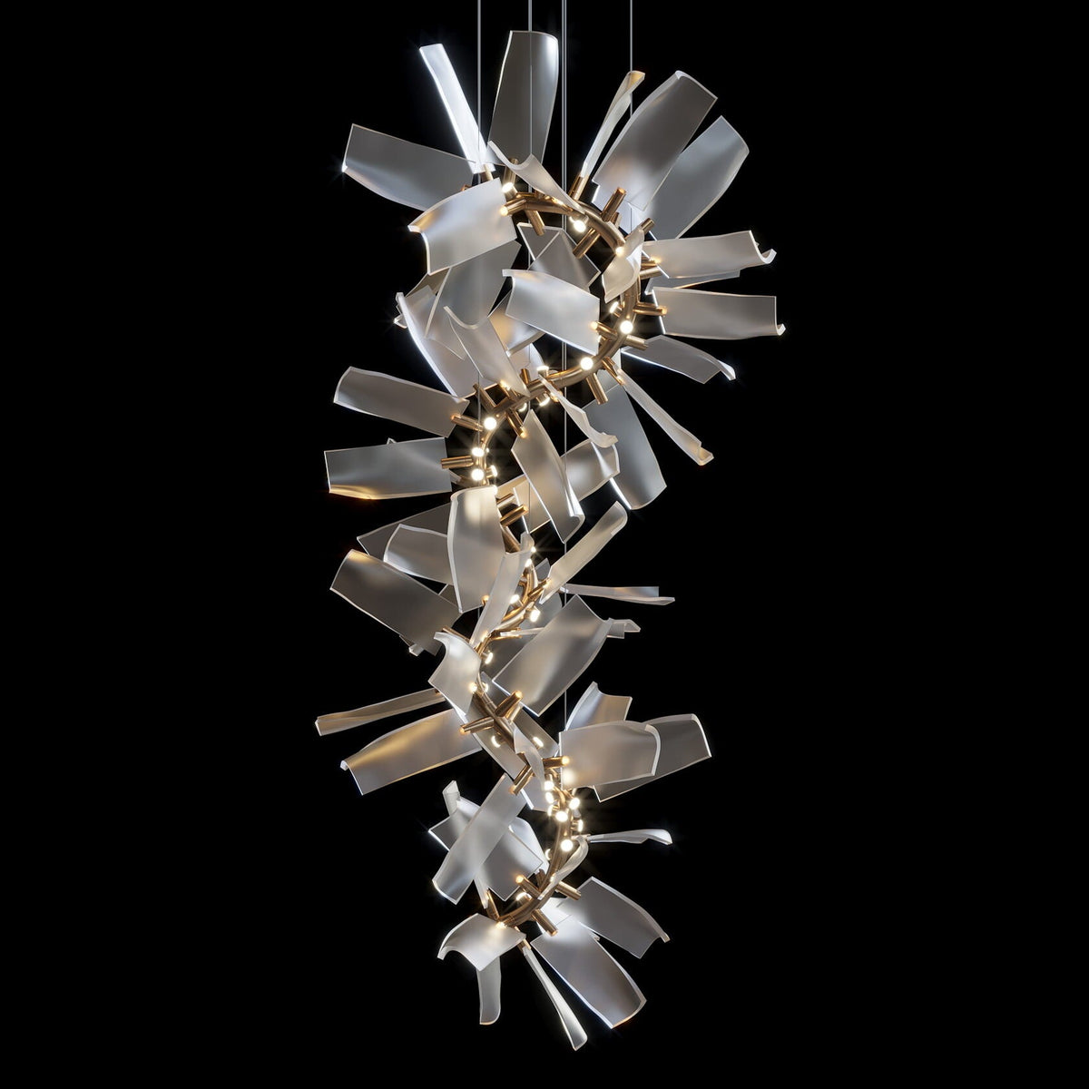 White Porcelain Shard Chandelier chandelier in a tall interior