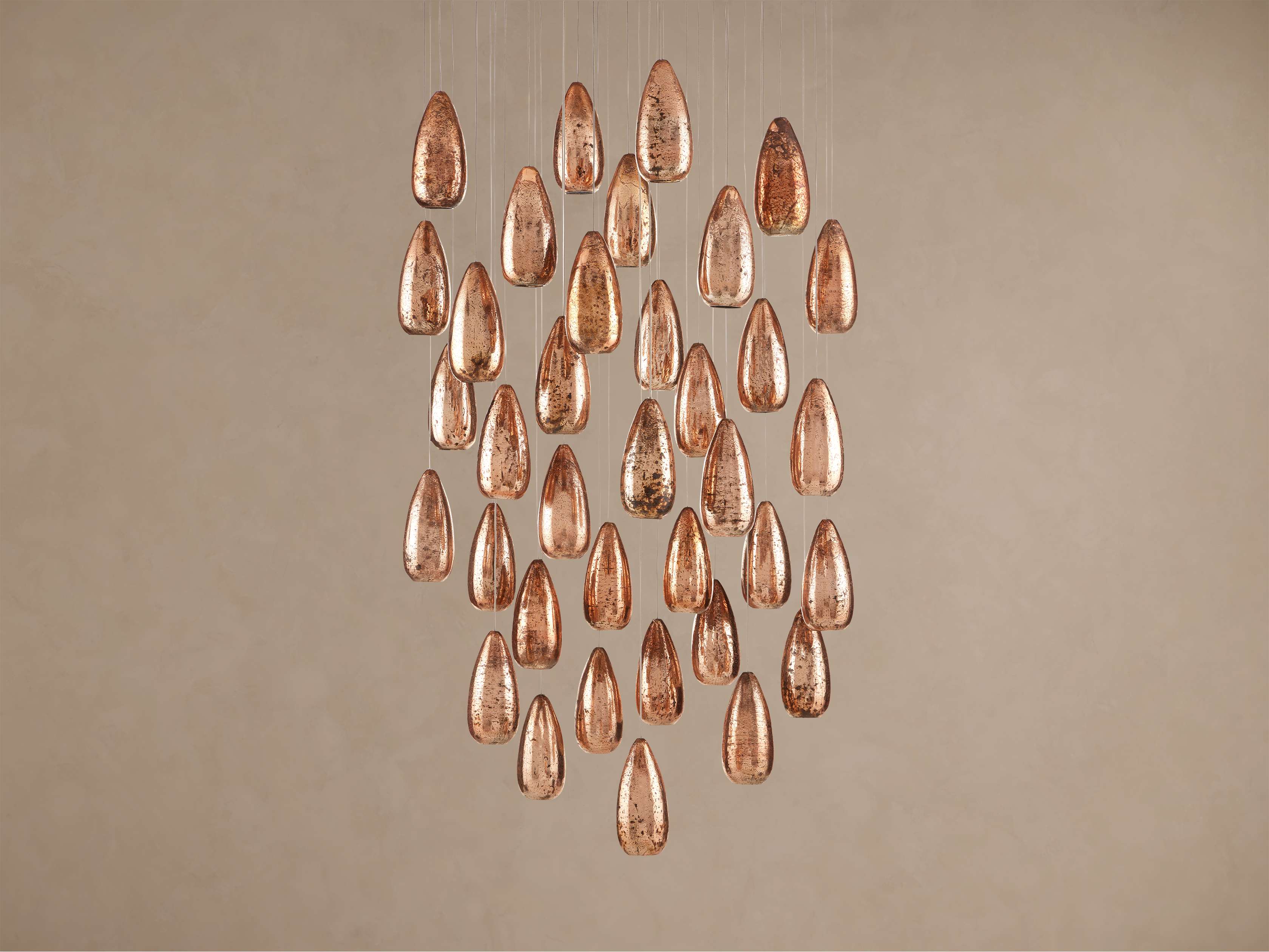 Edda Cascade Teardrop Mercury Glass Round Chandelier 23'' 35''D by Bling Lighting Studio