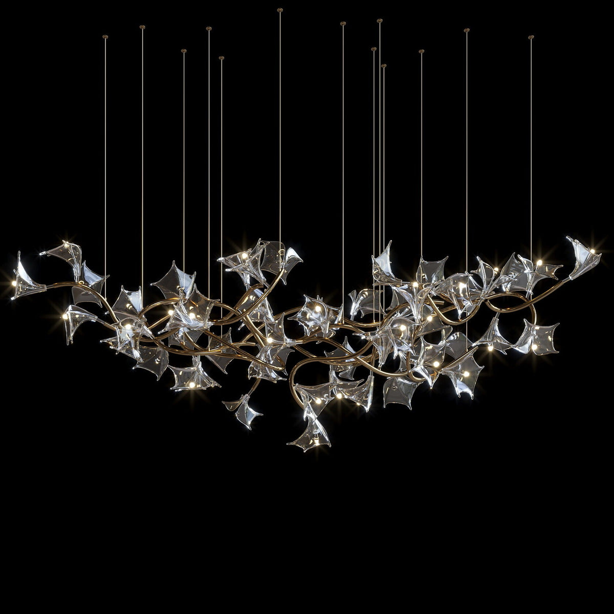 Monochrome Manta Vine Chandelier chandelier in a tall interior