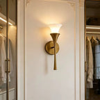 Antique Brass Double Cone Glass Wall Sconce by Bling Lighting Studio