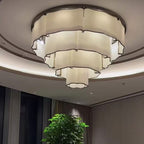 Modern Flush Mounted 3/4/5-Tier Round Acrylic Chandelier in Black Finish by Bling Lighting Studio