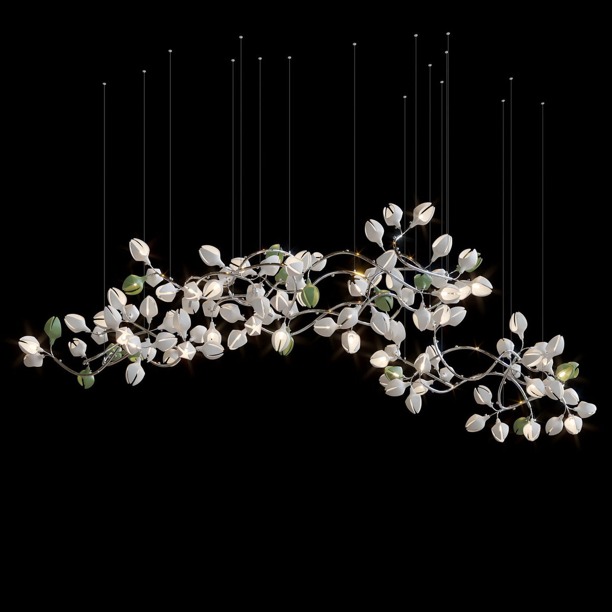 Aqua Pod Vine Chandelier chandelier in a tall interior