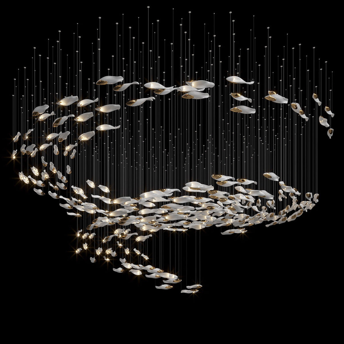 Smoke Glass Current Chandelier chandelier in a tall interior