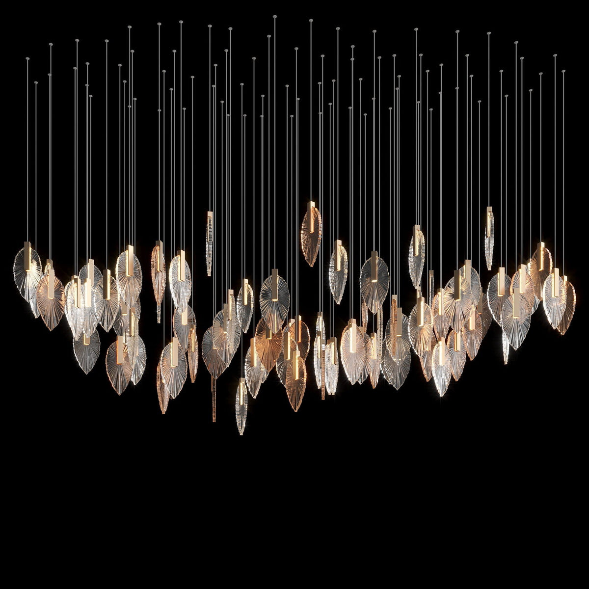 Crystal Leaf Veil Chandelier chandelier in a tall interior