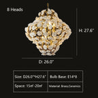 Brass and Ceramic Flower Art Chandelier Post Modern Light Luxury Style for Living and Dining Areas by Bling Lighting Studio