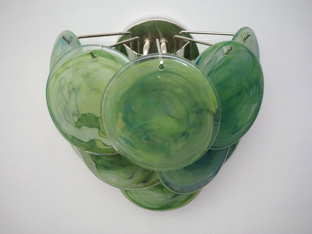 Murano Wall Lamp | 10 Alabaster Green Disc Glass | Set of 2