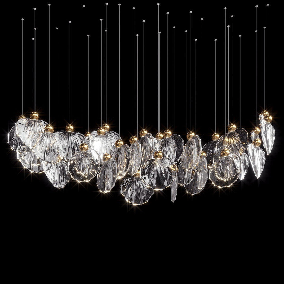 Smoke Shell Cluster Chandelier chandelier in a tall interior