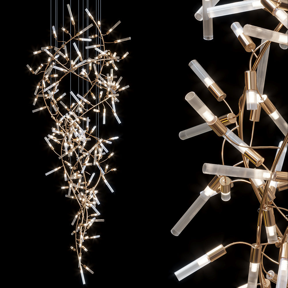 Clear Loop Link Chandelier chandelier in a tall interior
