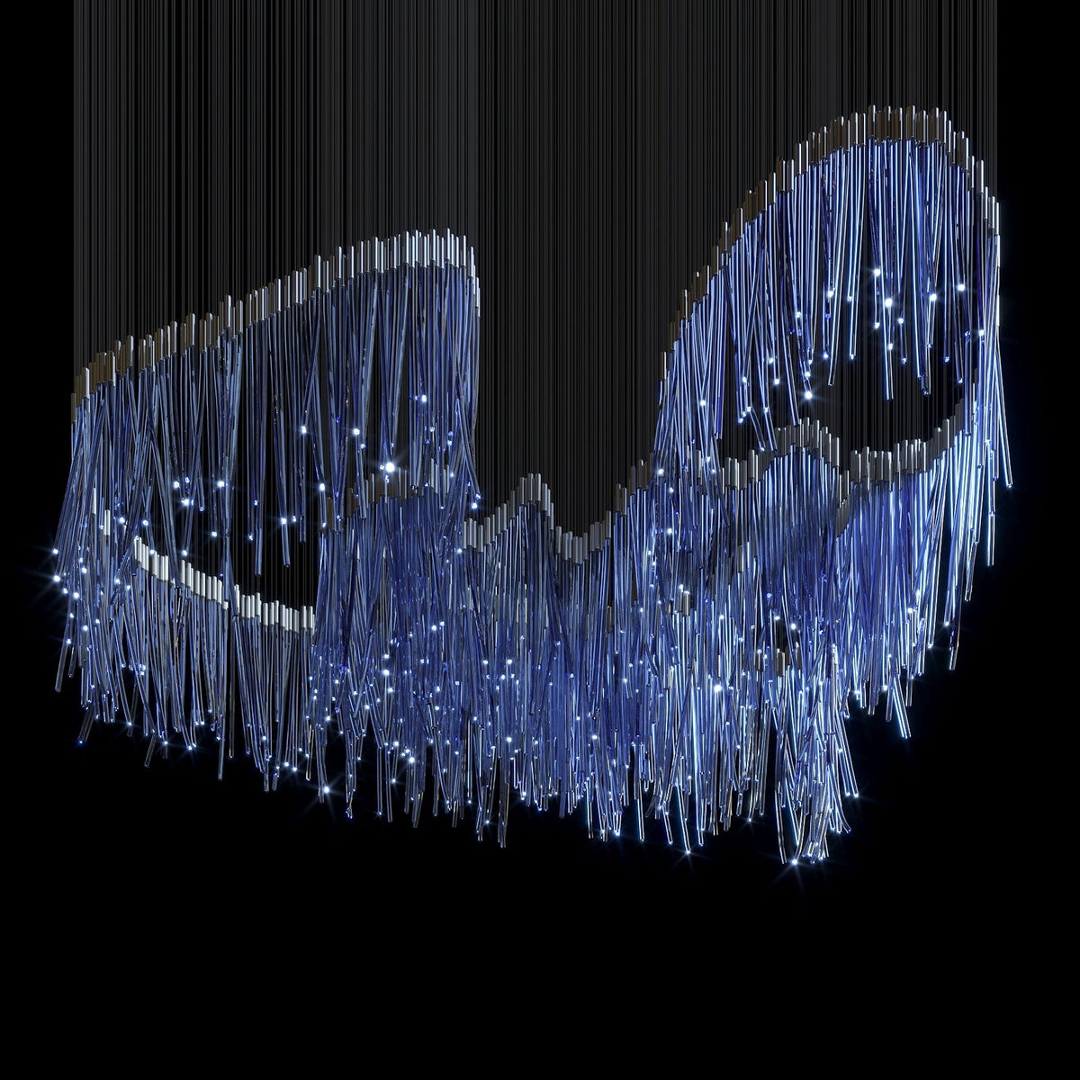 Aqua Fringe Canopy Chandelier chandelier in a tall interior