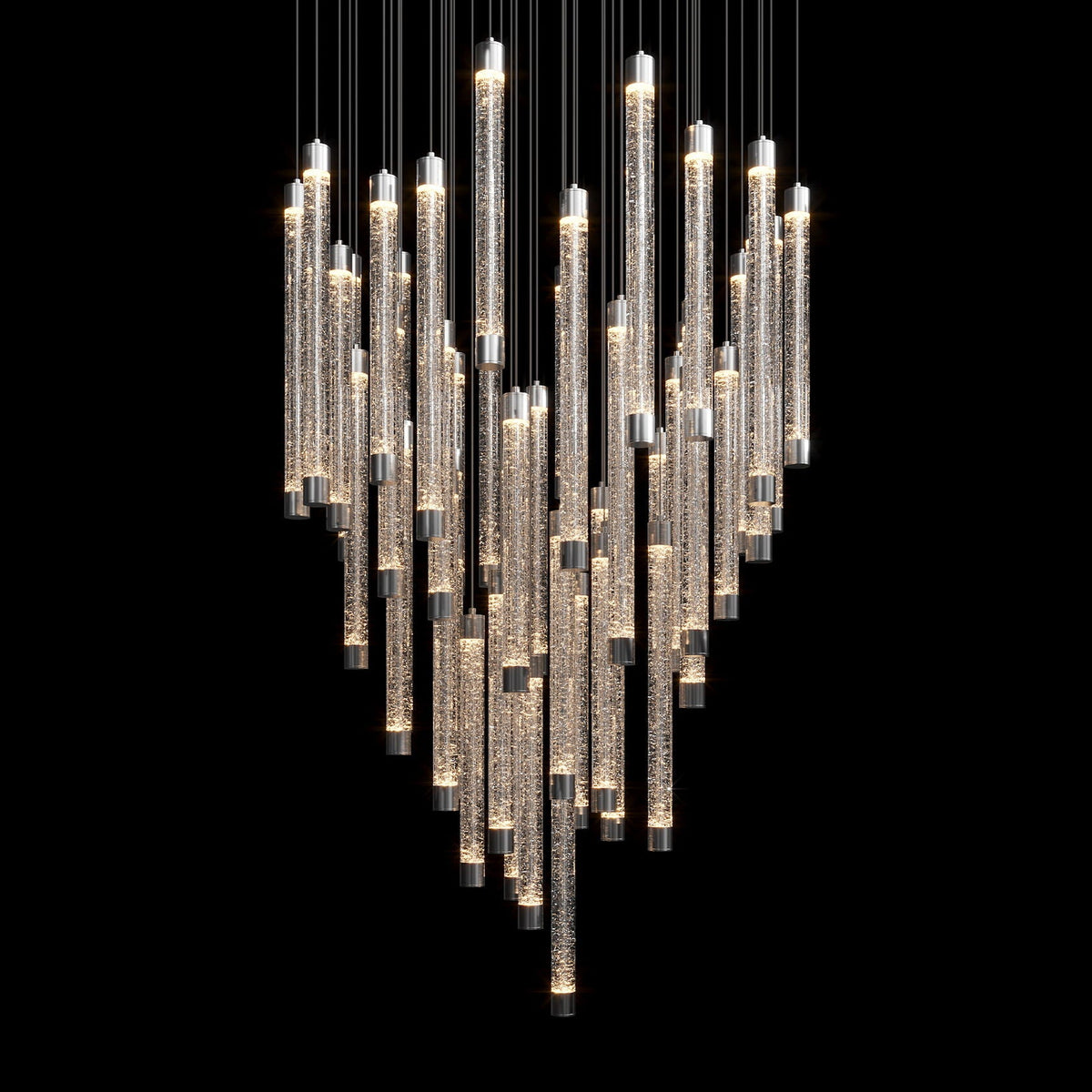 Bubble Tube Cascade Chandelier chandelier in a tall interior