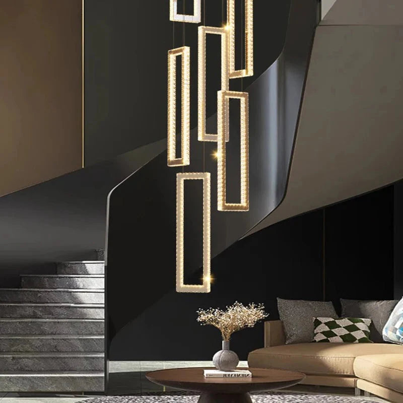 Acai Crystal Multi Pendant Chandelier for high ceiling staircase and foyer lighting