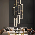 Acai Crystal Multi Pendant Chandelier for high ceiling staircase and foyer lighting