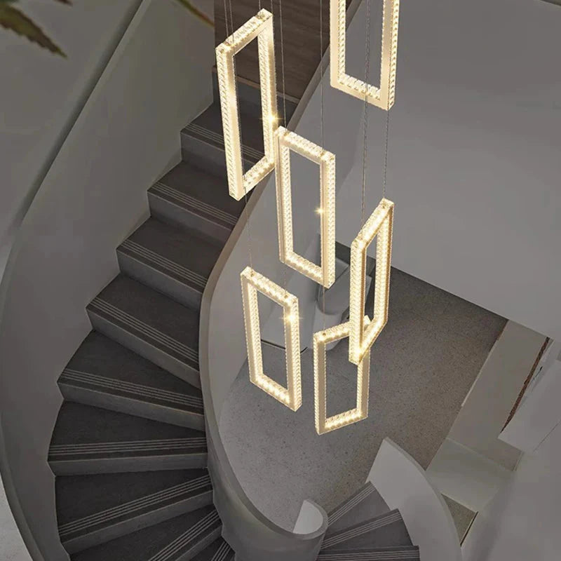Acai Crystal Multi Pendant Chandelier for high ceiling staircase and foyer lighting