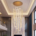 Acai Crystal Multi Pendant Chandelier for high ceiling staircase and foyer lighting