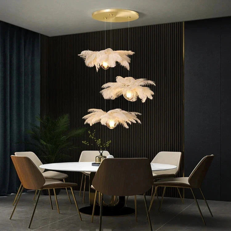 Adel Feather Staircase Lighting Chandelier for high ceiling staircase and foyer lighting
