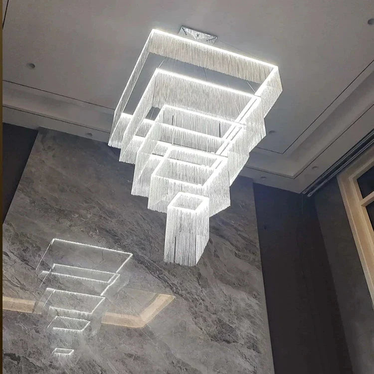 Aisha Tassel Chandelier for high ceiling staircase and foyer lighting