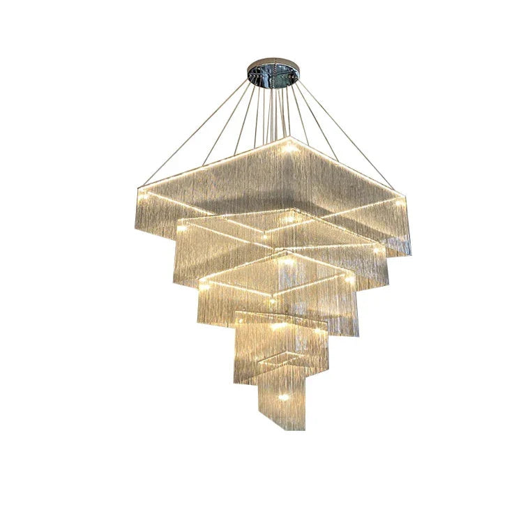 Aisha Tassel Chandelier for high ceiling staircase and foyer lighting