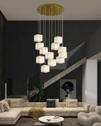 Alabaster Cube Box Chandelier for Staircase & Foyer