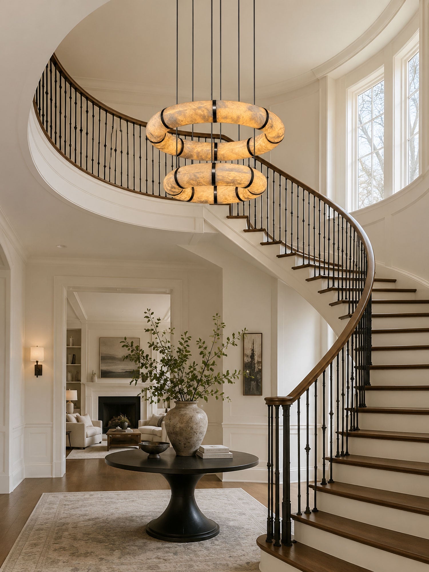 Alabaster Torus Ring Chandelier by Bling Lighting Studio