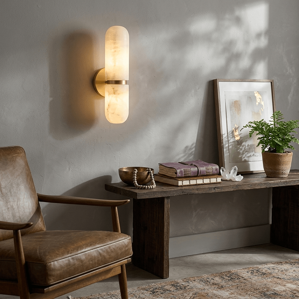 Alabaster Capsule Wall Sconce by Bling Lighting Studio