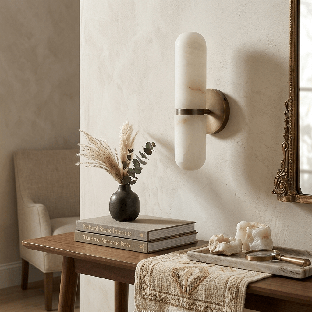 Alabaster Capsule Wall Sconce by Bling Lighting Studio