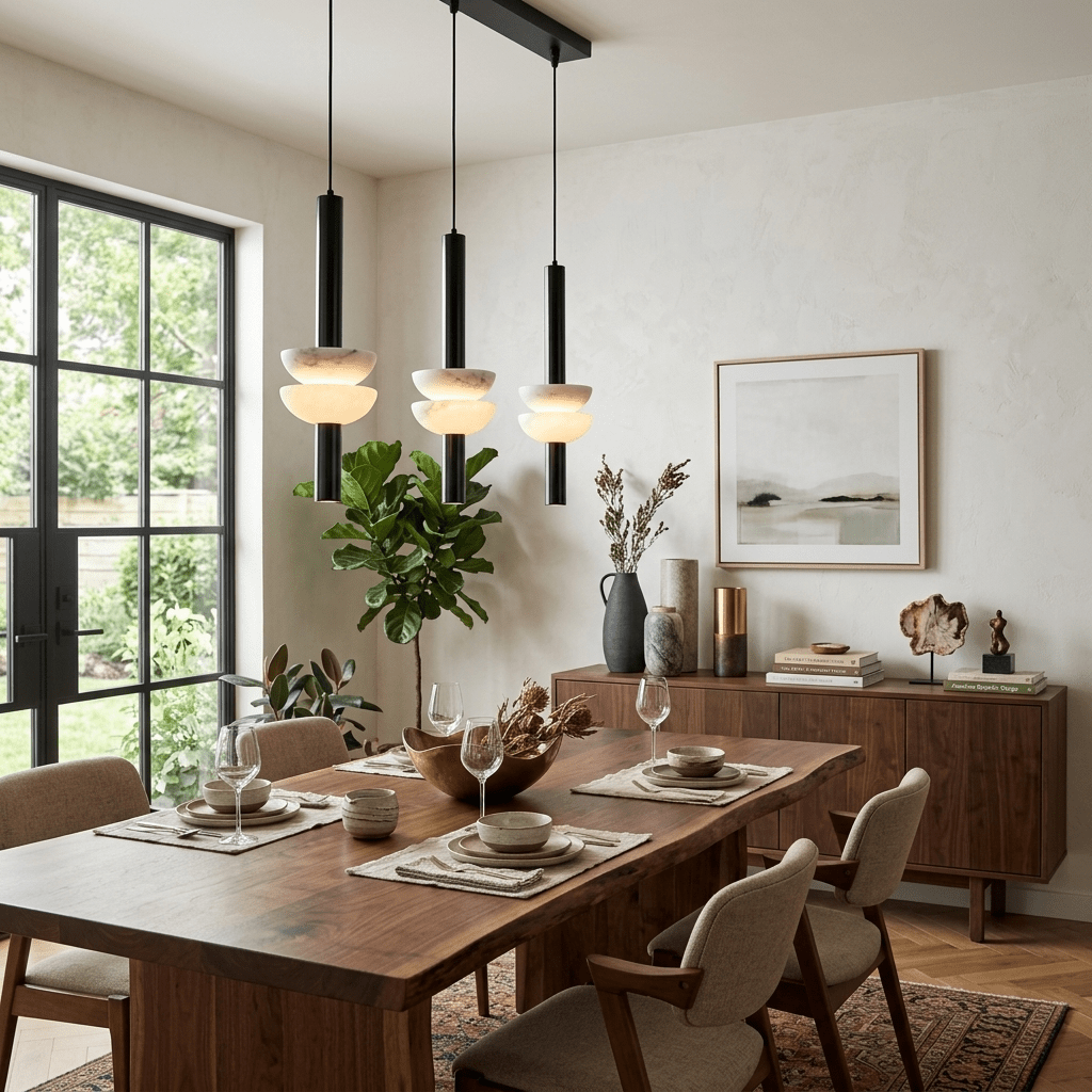 Alabaster Column Pendant Lamp by Bling Lighting Studio