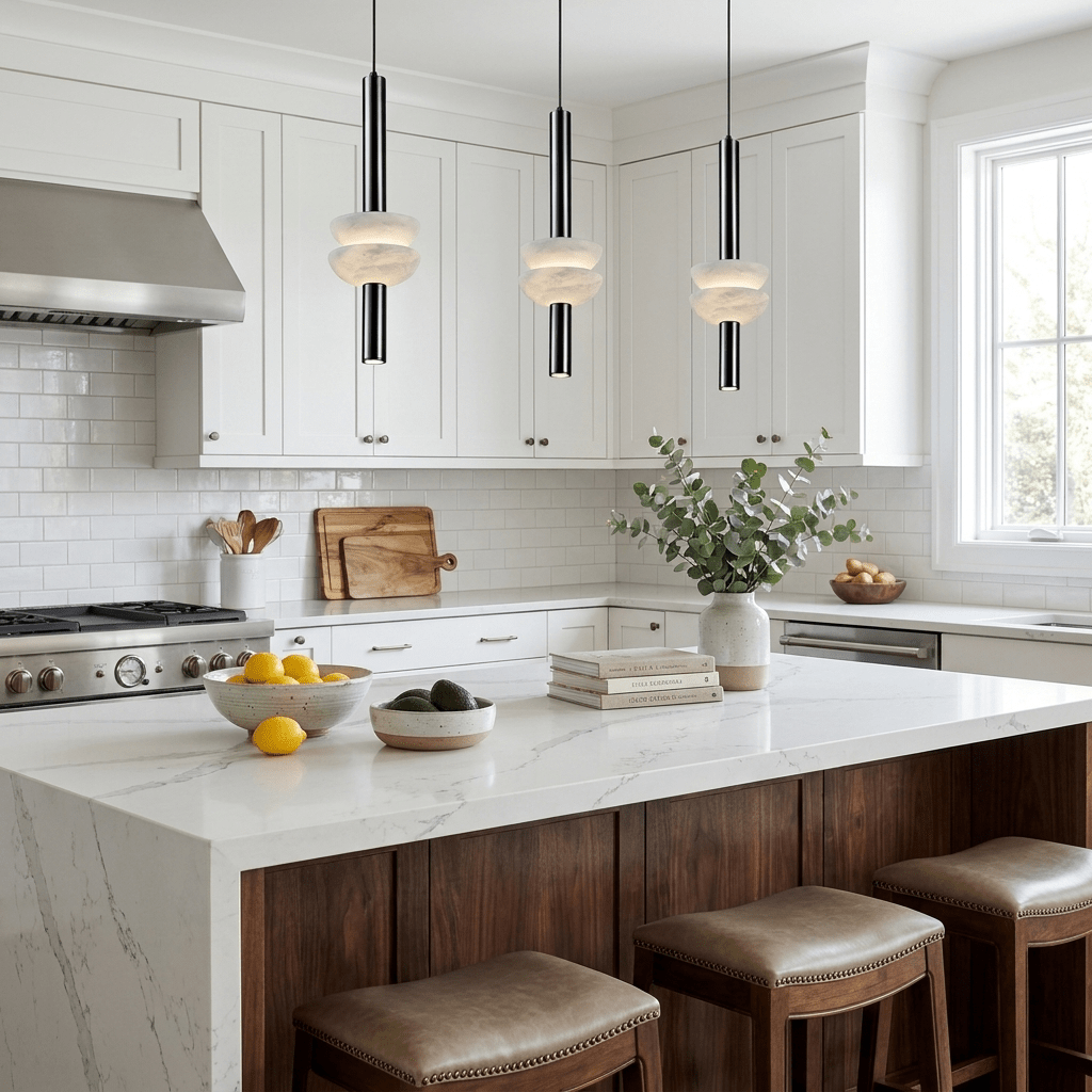Alabaster Column Pendant Lamp by Bling Lighting Studio