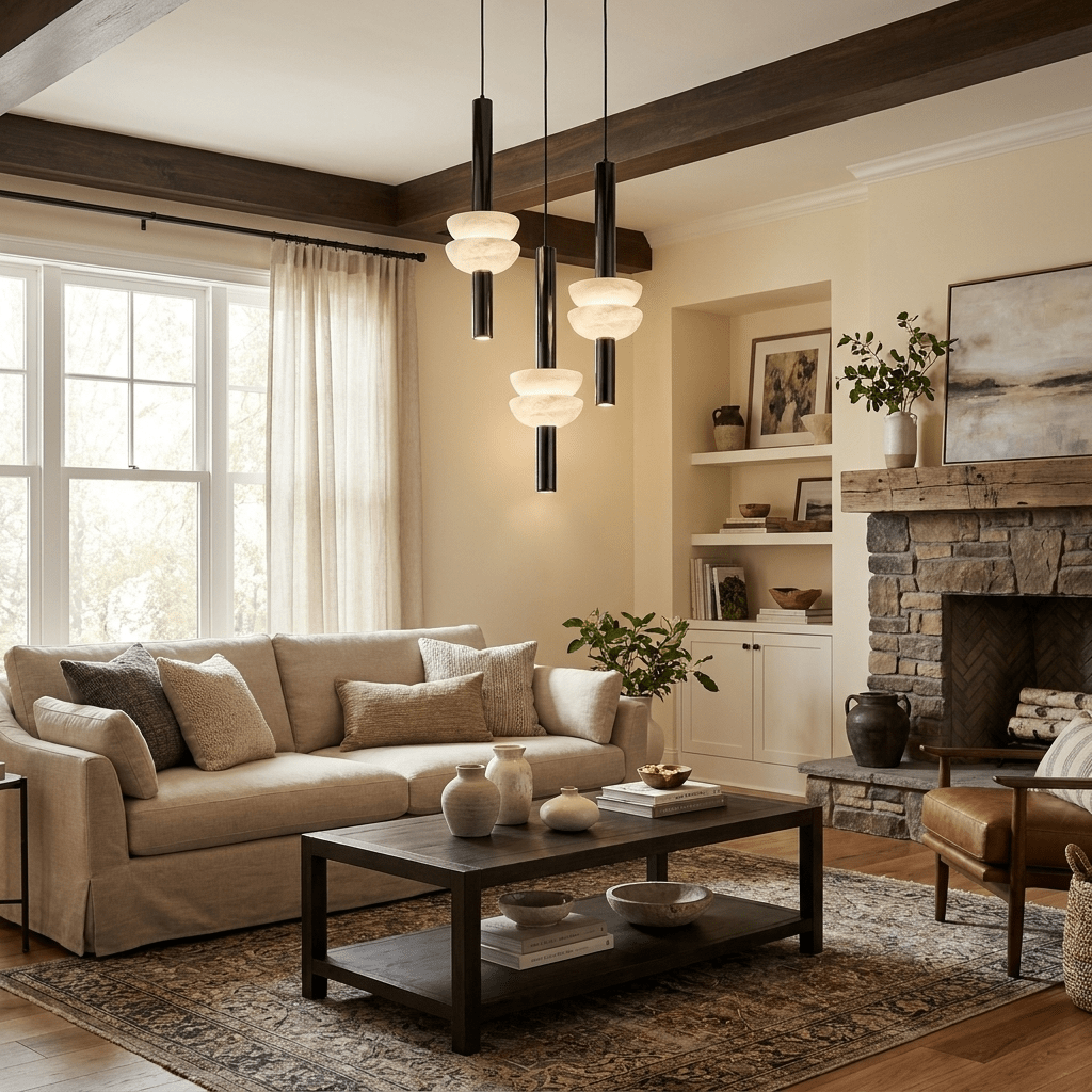 Alabaster Column Pendant Lamp by Bling Lighting Studio