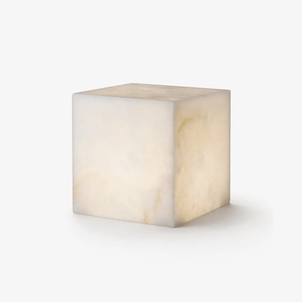 Alabaster Cube Table Lamp by Bling Lighting Studio
