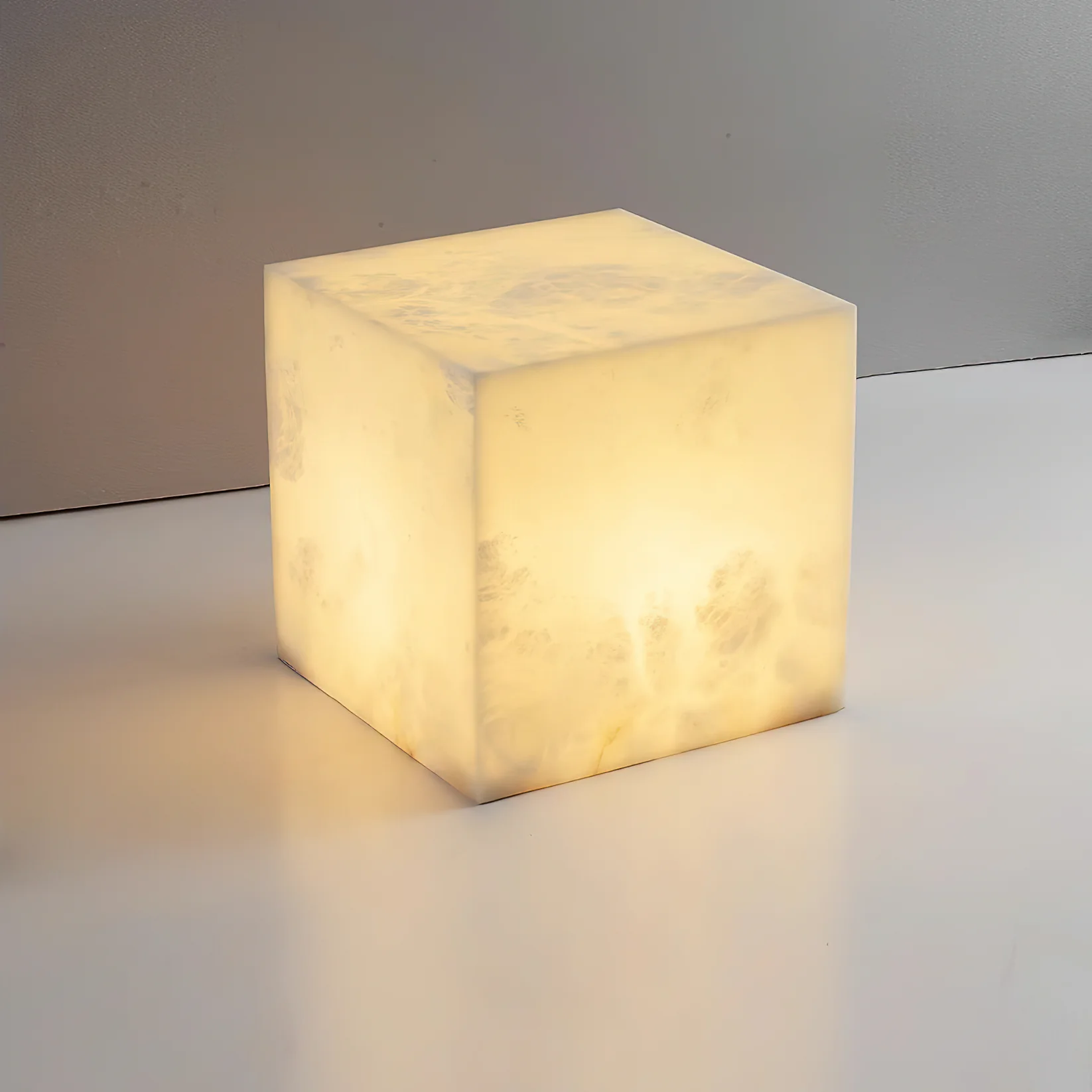 Alabaster Cube Table Lamp by Bling Lighting Studio