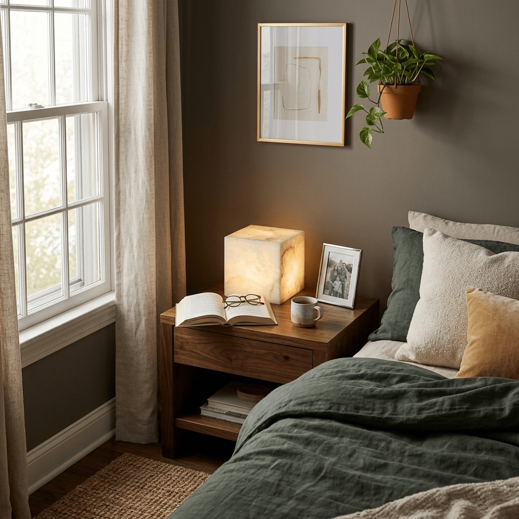 Alabaster Cube Table Lamp by Bling Lighting Studio