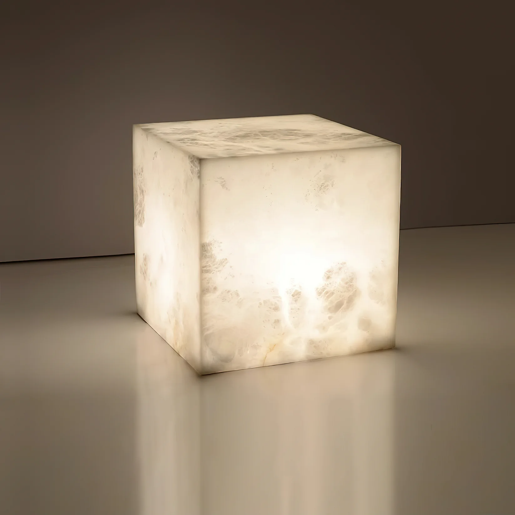 Alabaster Cube Table Lamp by Bling Lighting Studio