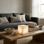 Alabaster Cube Table Lamp by Bling Lighting Studio