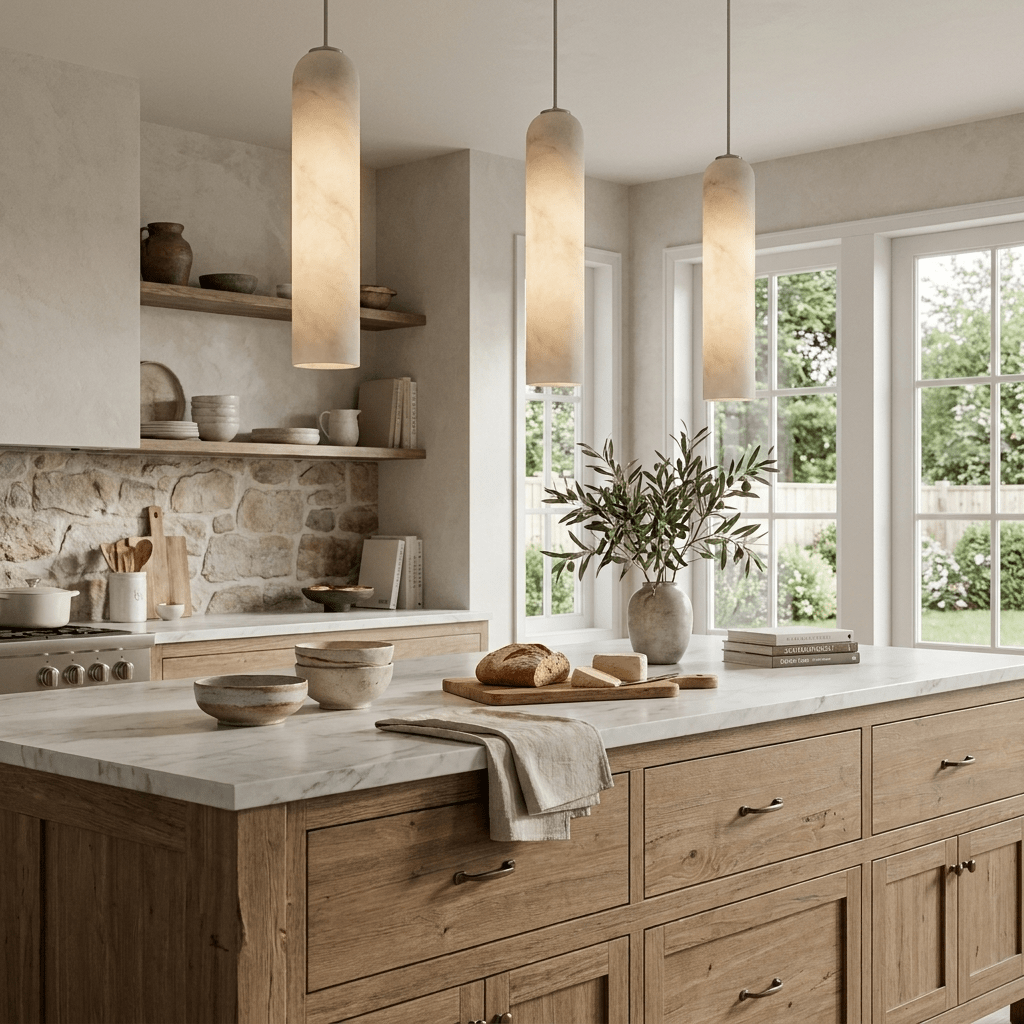 Alabaster Cylinder Pendant Light by Bling Lighting Studio